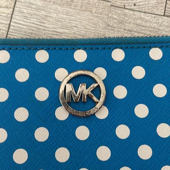 Michael Kors Blue and White Polka Dot Wallet - Picture 7 of 11